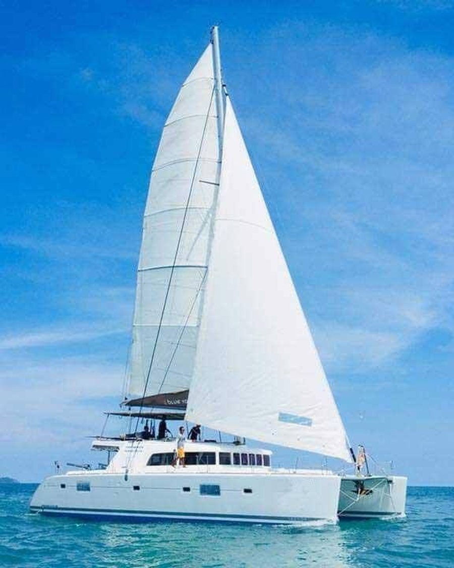 Sailing catamaran under full sail off Phuket